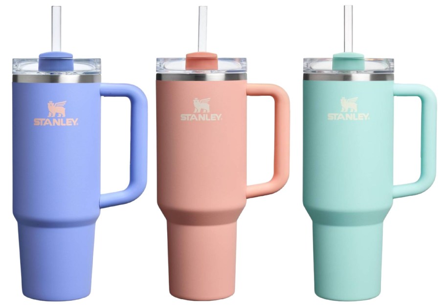 Stanley tumblers in purple, orange and green