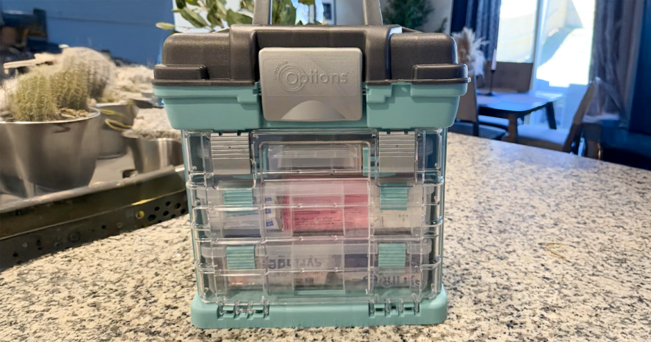 Storage Organizer from Walmart on a counter