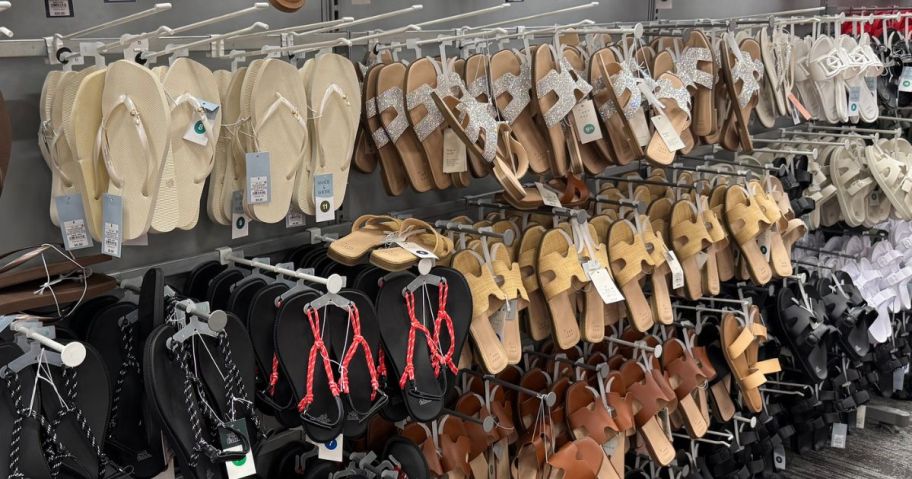 A Wall of Women's Sandals at Target