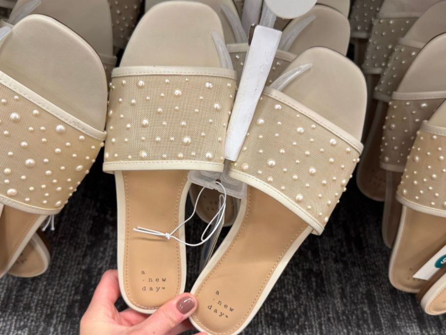 A New Day Women's Elain Slide Sandals w/ Memory Foam with pears on the band