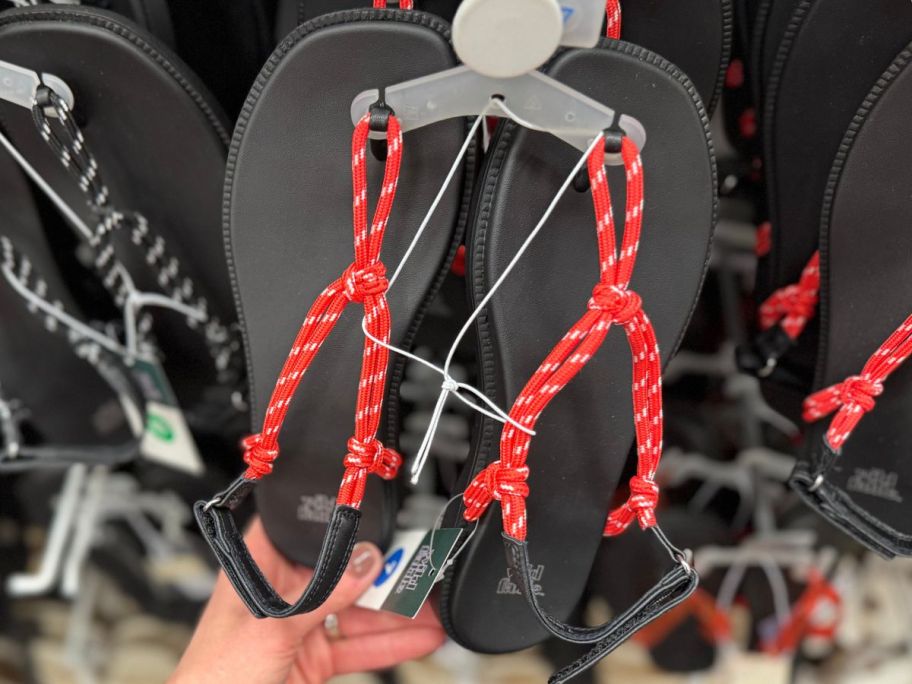 A pair of red and black Wild Fable Women's Carson Rope Hiker Sandals