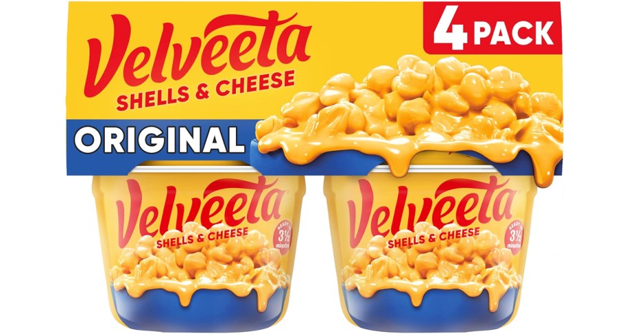 orange and blue Velveeta Shells & Cheese Cups