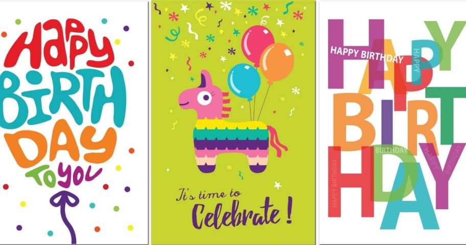 3 Assorted Birthday Greeting Cards