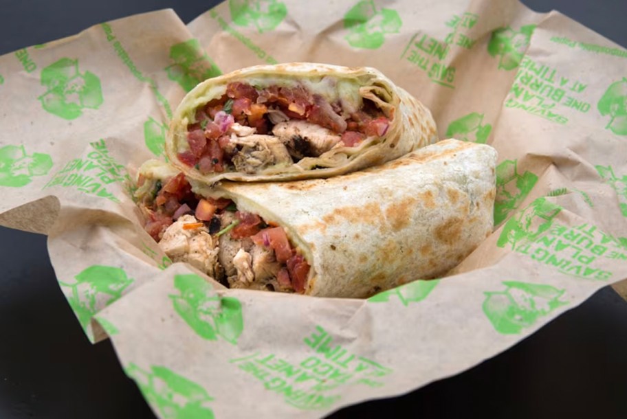 baja fresh burrito in basket 