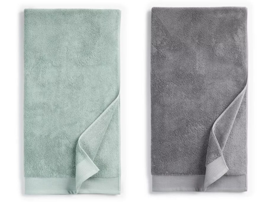 a green and a grey Charter Club Signature Bath Towel stock image