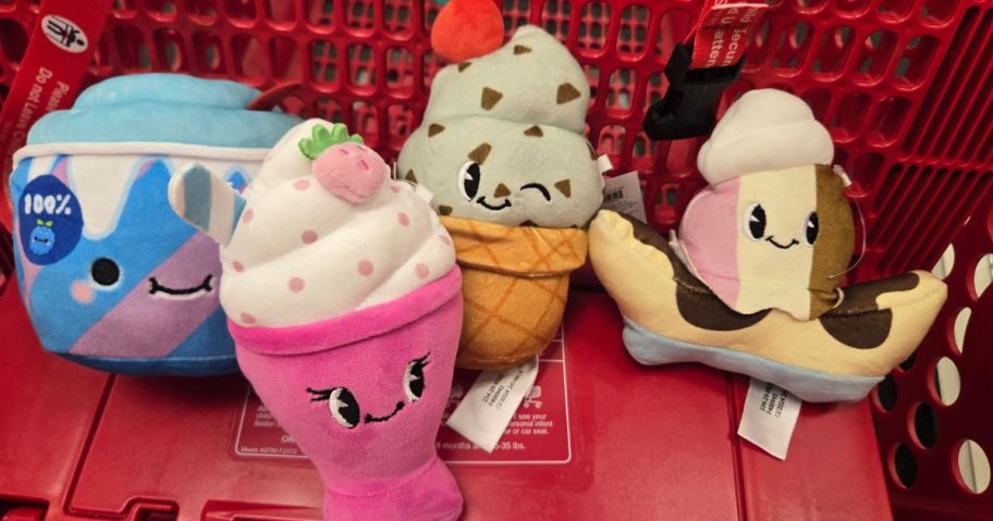 ice cream plushies in cart in store