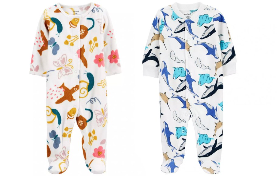 two animal baby sleep pajamas