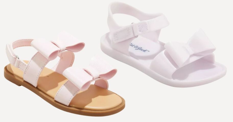 two pairs of cat & jack sandals in pink and purple