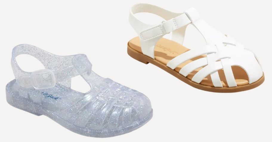 two pairs of clear jelly and white cat & jack sandals