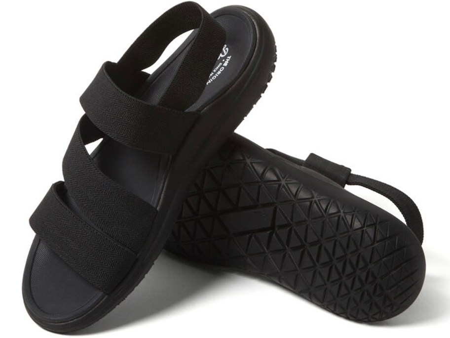 pair of black strappy sandals 