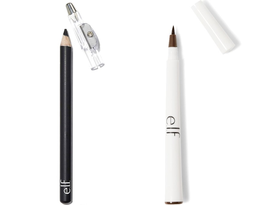 black and brown elf eyeliners with the caps off