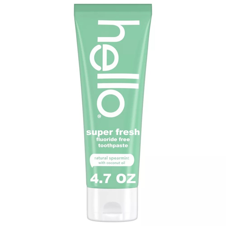 stock photo of hello super fresh toothpaste