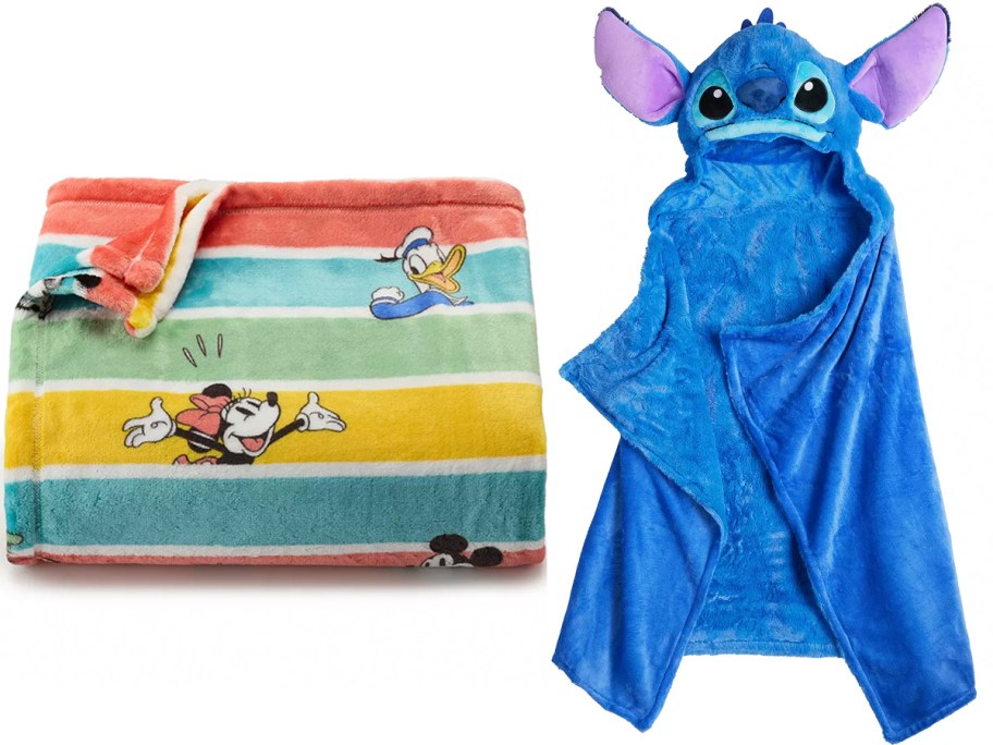 mickey mouse striped blanket and stitch towel 