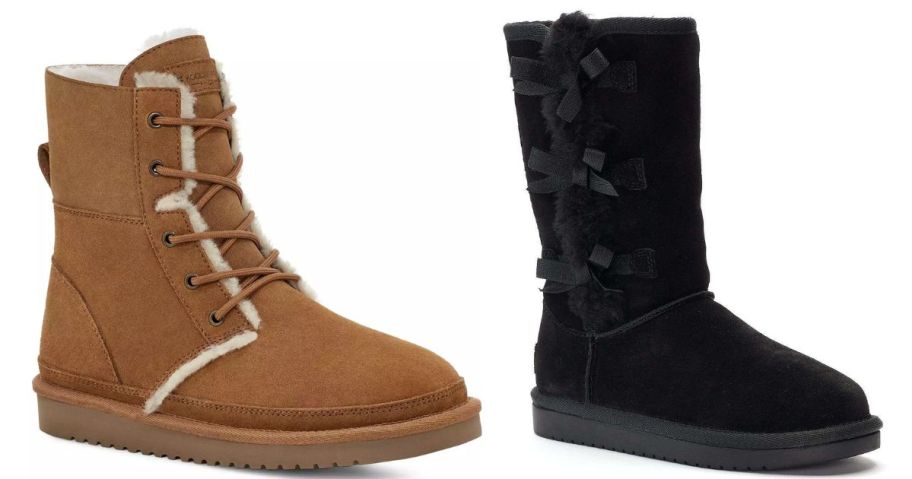 a brown and a black woman's koolaburra boot by ugg