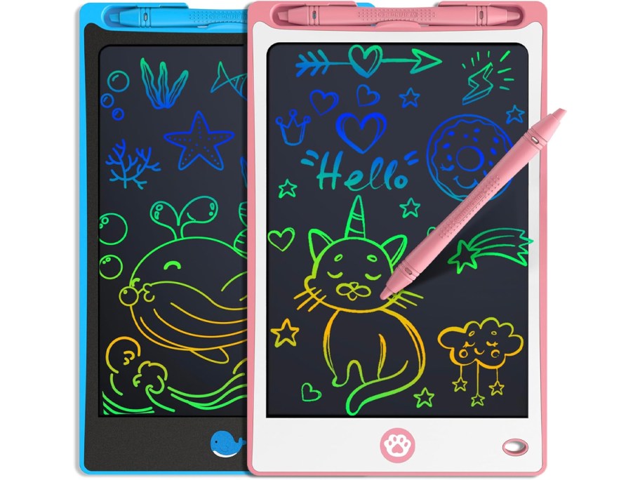 pink and blue doodle boards