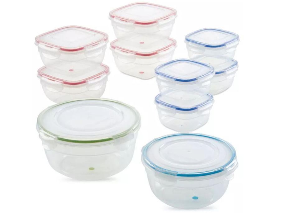 Lock 'n Lock 20-Piece Easy Essentials Color Mates Food Storage Container Set