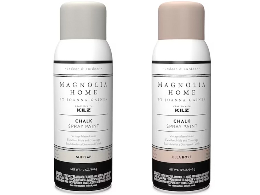 magnolia homes gray and pink spray paint bottles