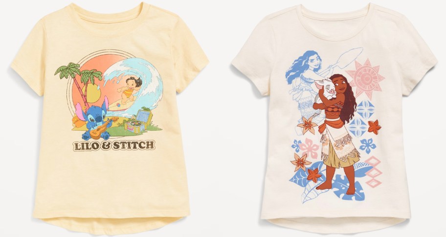 lilo and stitch and moana graphic tees