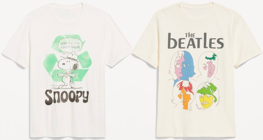 snoopy and beatles mens graphic tees