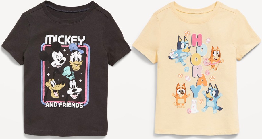 mickey mouse and bluey toddler graphic tees