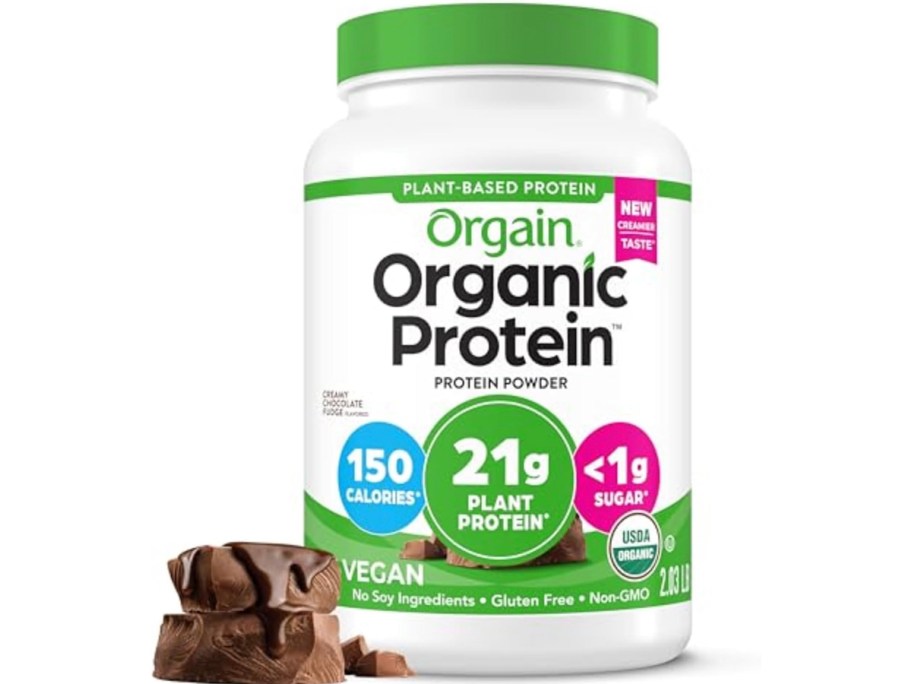 orgain organic chocolate protein powder container