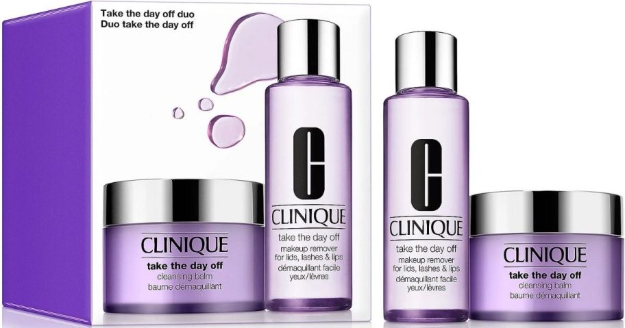 ta bottle of liquid eye makeup remover,and a jar of makeup removing balm