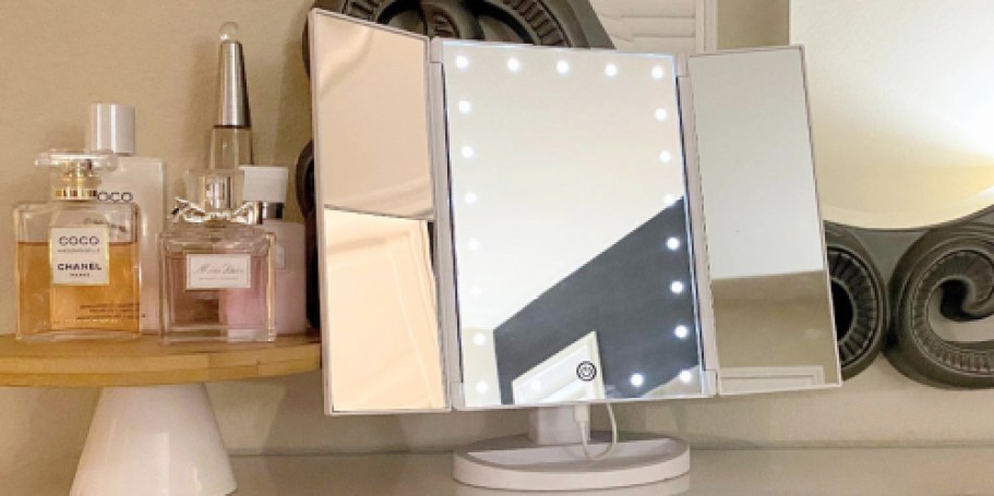 Tri-Fold Lighted Vanity Mirror Only $13.49 on Amazon (Regularly $27)