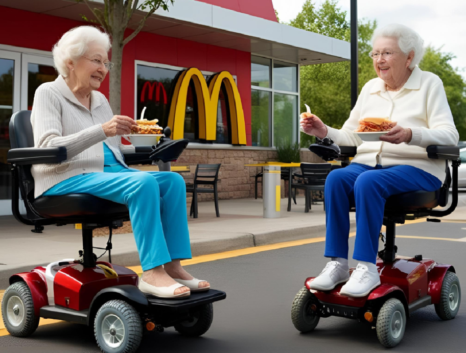 two older woman in front of mcdonalds