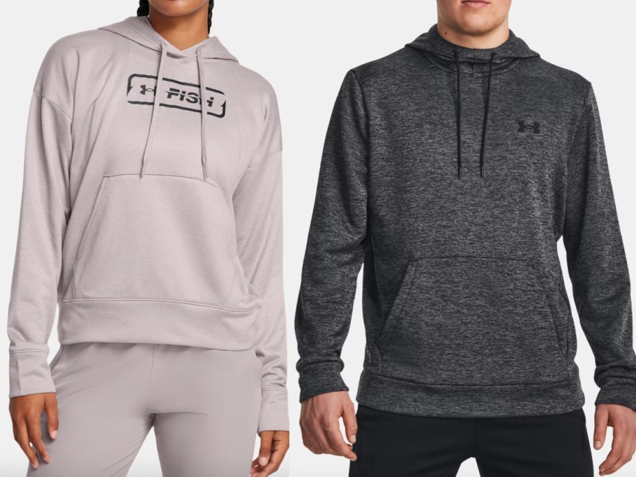 woman and man in grey hoodies