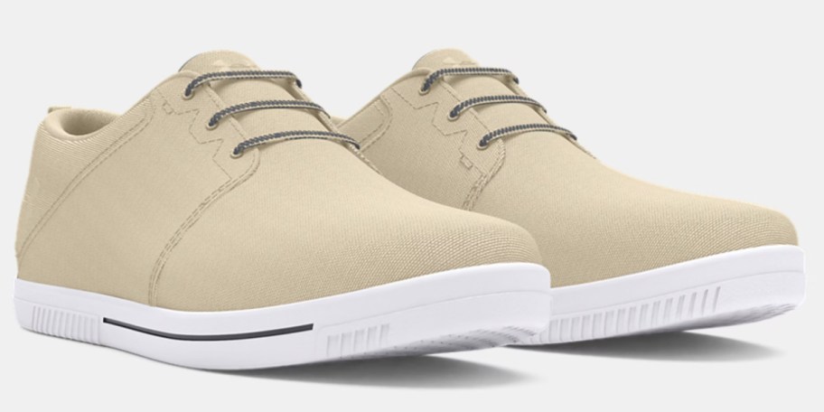 beige street shoes with white sole