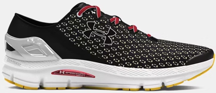 black, white and red under armour shoe