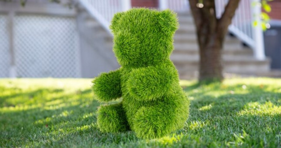 a faux topiary teddy bear on a yard