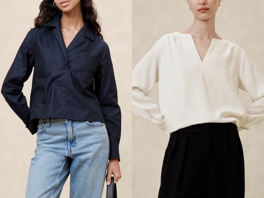women wearing blouses and pants