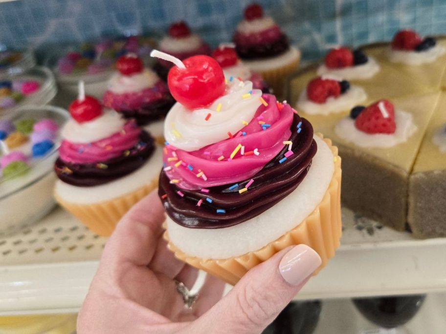 A candle that looks like a cupcake