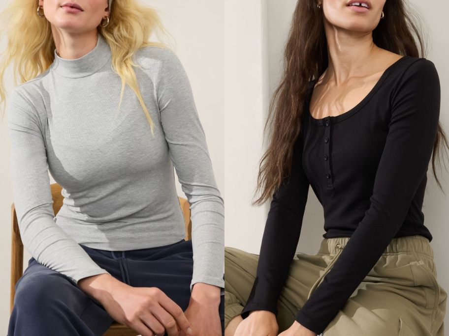 Stock images of two women wearing Athleta Tops