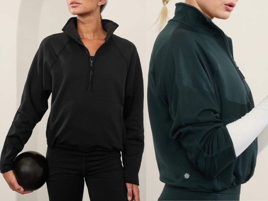 two women wearing Altitude Fleece Lined 1/2 Zip Sweatshirts