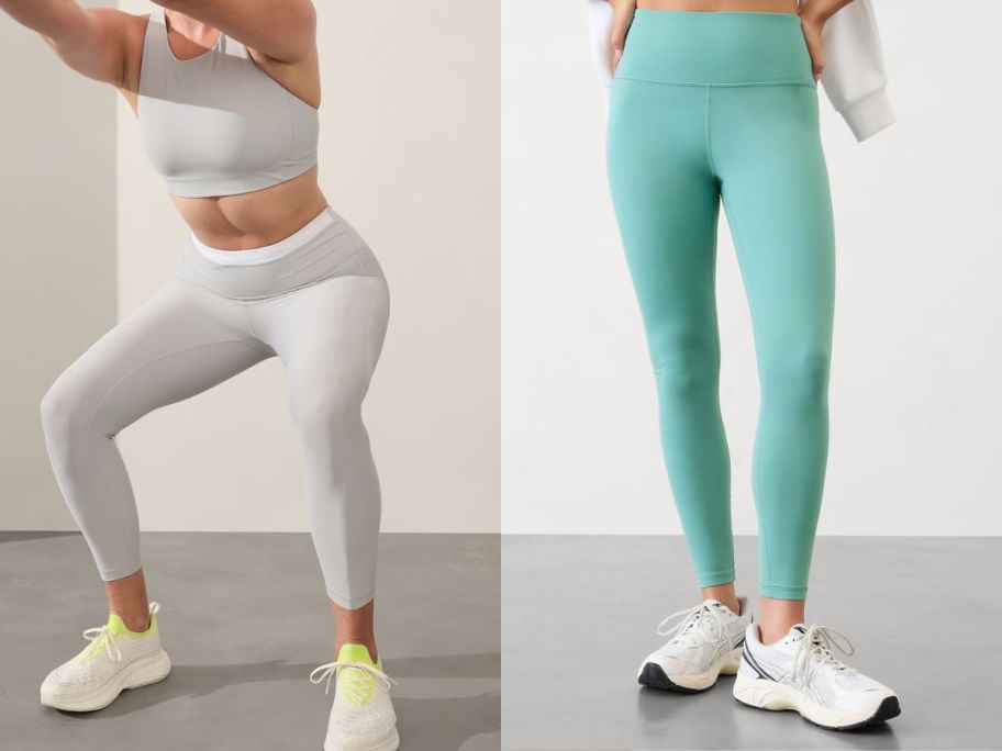 Stock images of two women wearing Athleta leggings