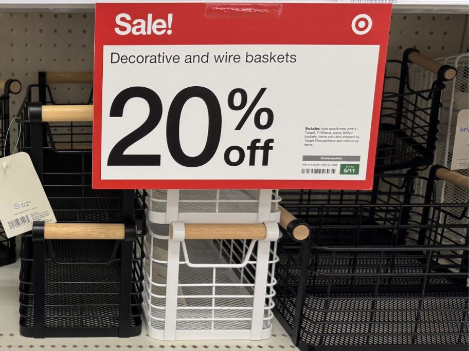 Brighroom Wire Storage Baskets w/ Natural Wood Handles