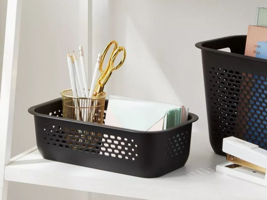 Brightroom Plastic Storage bins organizing office supplies