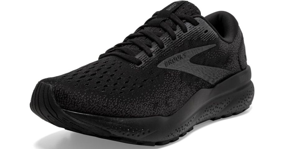 A woman's black sneaker