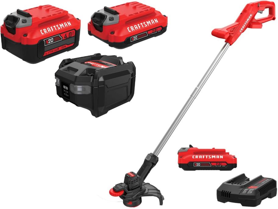 Stock images of Craftsman Battery Comb Pack and String Trimmer Set
