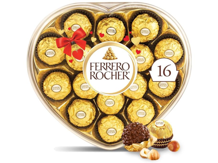A heart-shaped box of Ferrero chocolates 