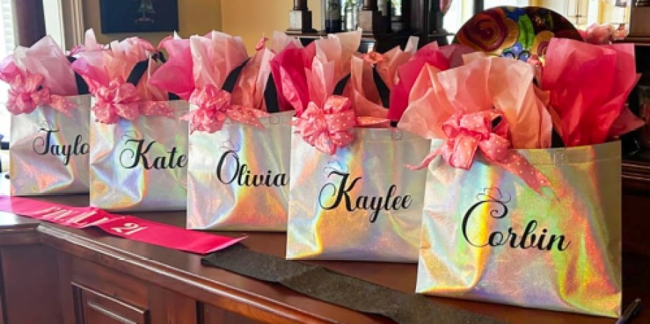 Glossy Iridescent Gift Bag 15-Piece Set ONLY $8.99 Shipped on Amazon – Just 60¢ Per Bag!