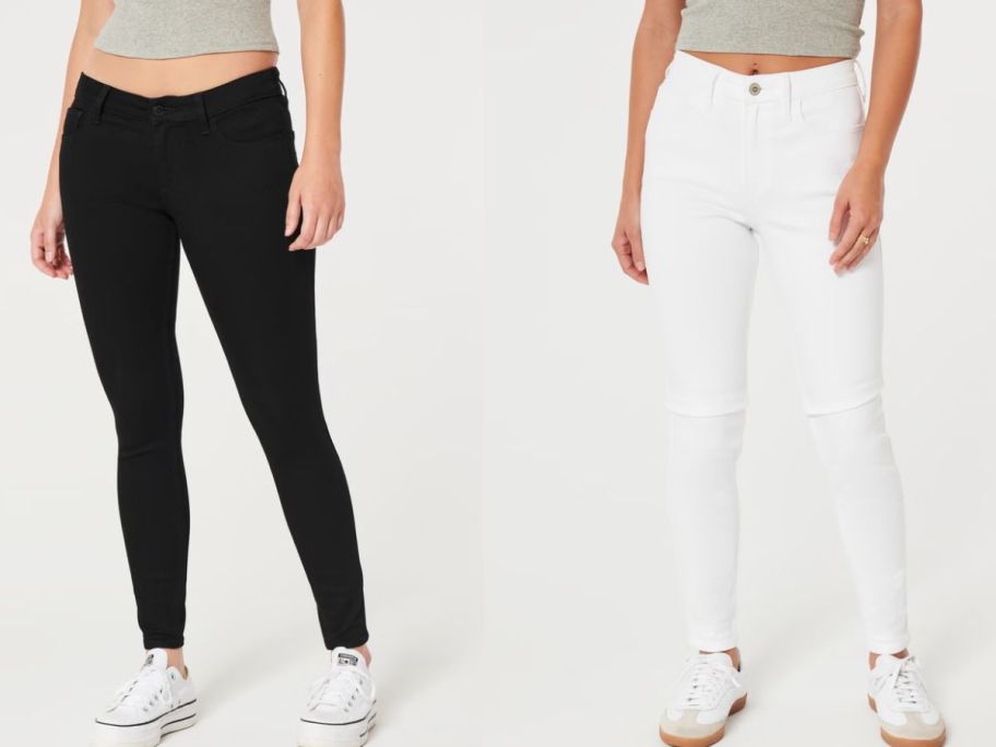 Stock images of two women's lower bodies wearing Hollister jeans