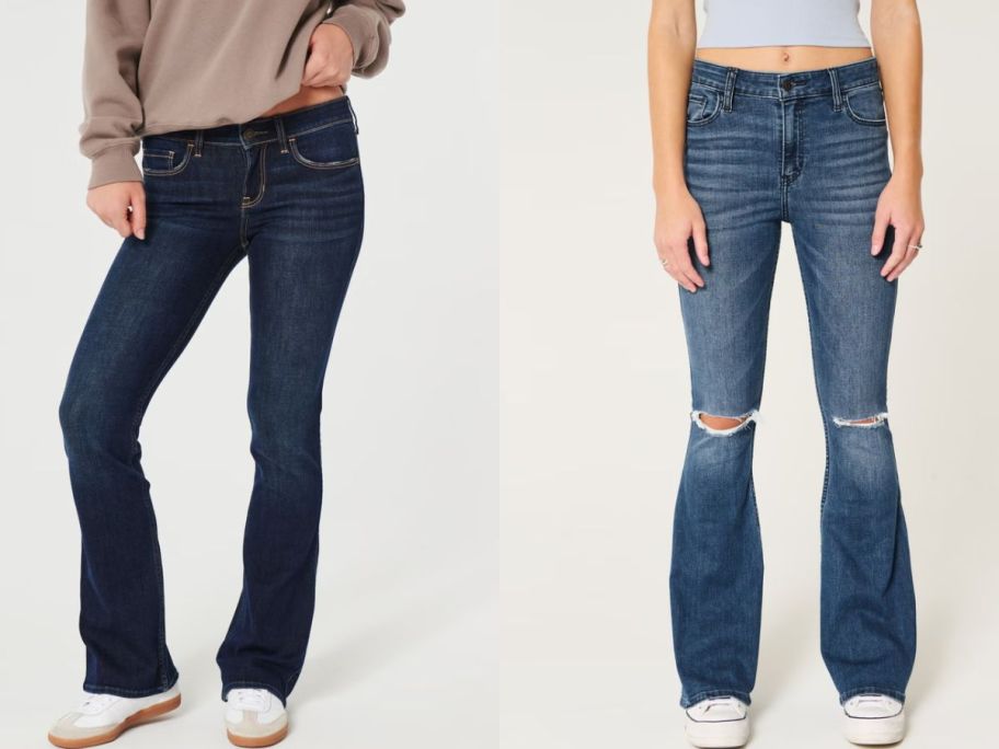 Stock images of two women's lower bodies wearing hollister jeans