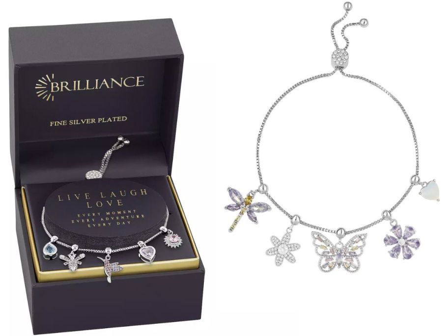 Stock images of two Brilliance charm bracelets from Kohl's