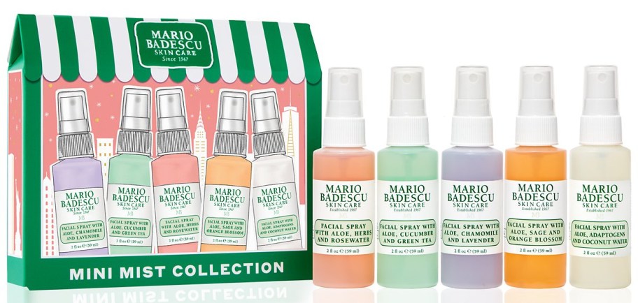 five skincare sprays displaed outside of their box