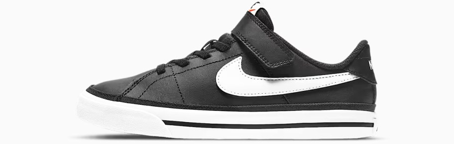 black and white nike sneaker with velcro strap