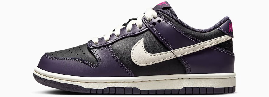 black and dark purple nike sneaker