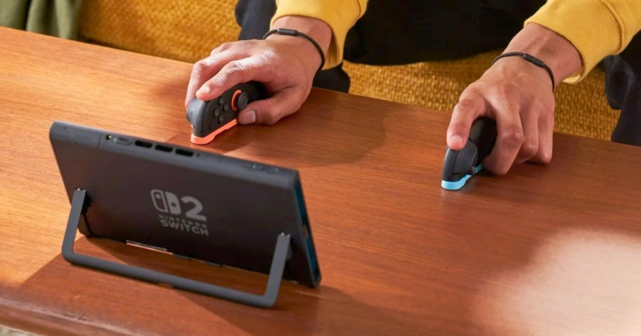a kid playing on a Nintendo Switch 2 game console
